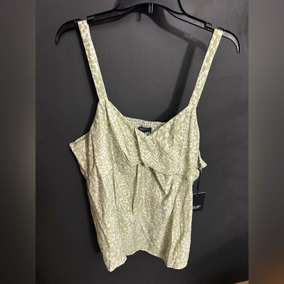Simply Vera Wang Mint Leopard Print Twisted Sleeveless Tank Blouse NWT Size XXL - Picture 1 of 6